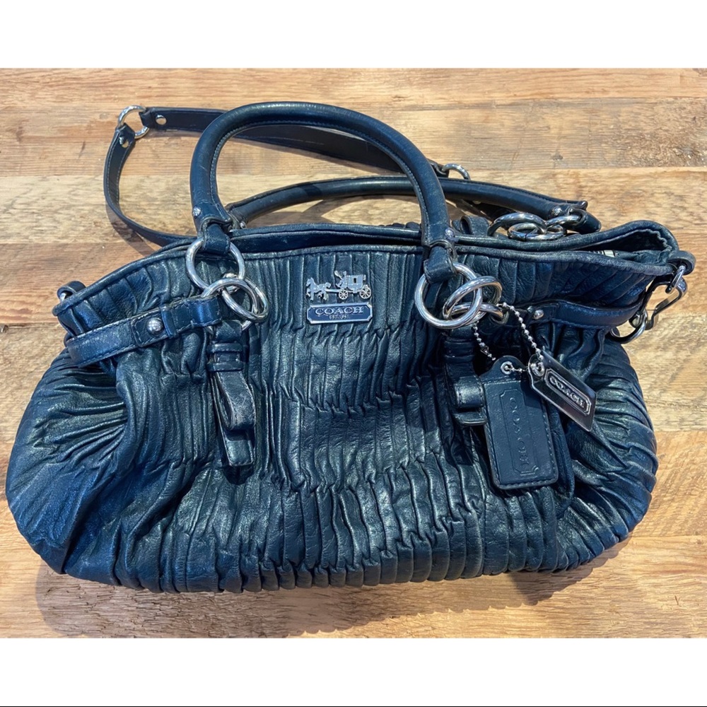❣️Coach Sophia pleated denim blue purse w hardware